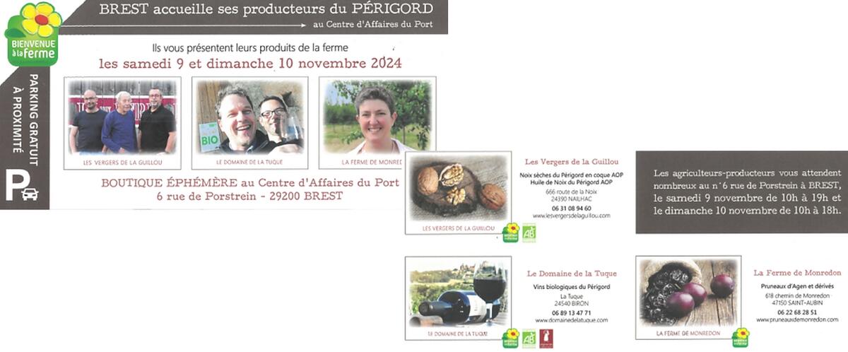 producteurs du Périgord, marché éphémère les 09 et 10 novembre 2024