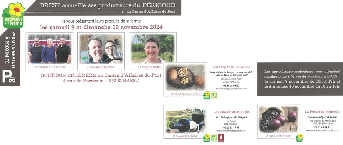 producteurs du Périgord, marché éphémère les 09 et 10 novembre 2024